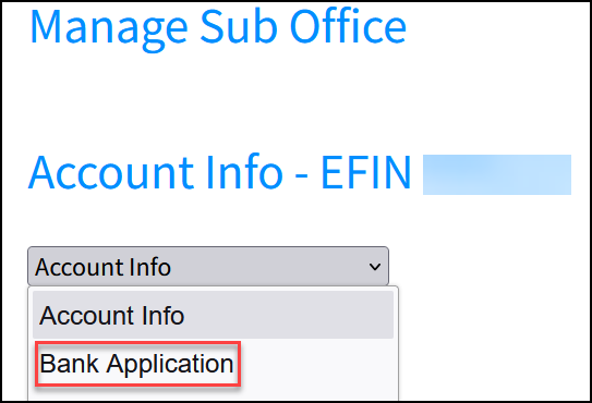 Sub-office bank application menu